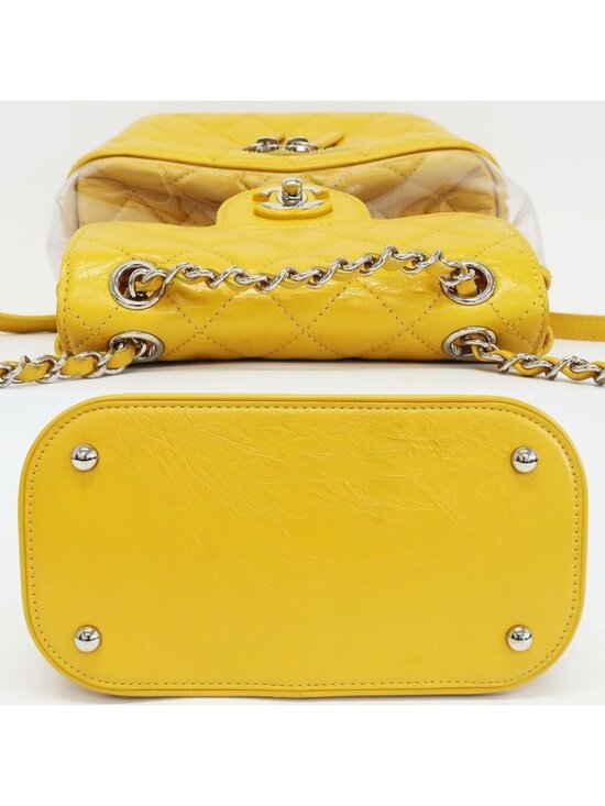 Chanel Backpack Rucksack Sac Chain Shoulder Yellow Silver Hardware main image 7